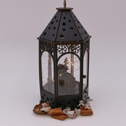 Farol escena navideña