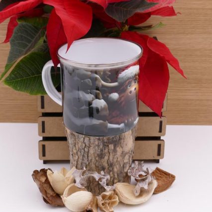 Taza metálica aro plateado