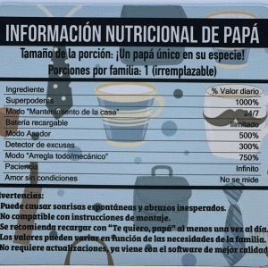 Alfombrilla de ratón información nutricional papá