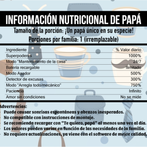 Diseño digital alfombrilla de ratón información nutricional papá