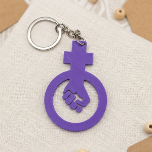 Llavero símbolo feminista color lila