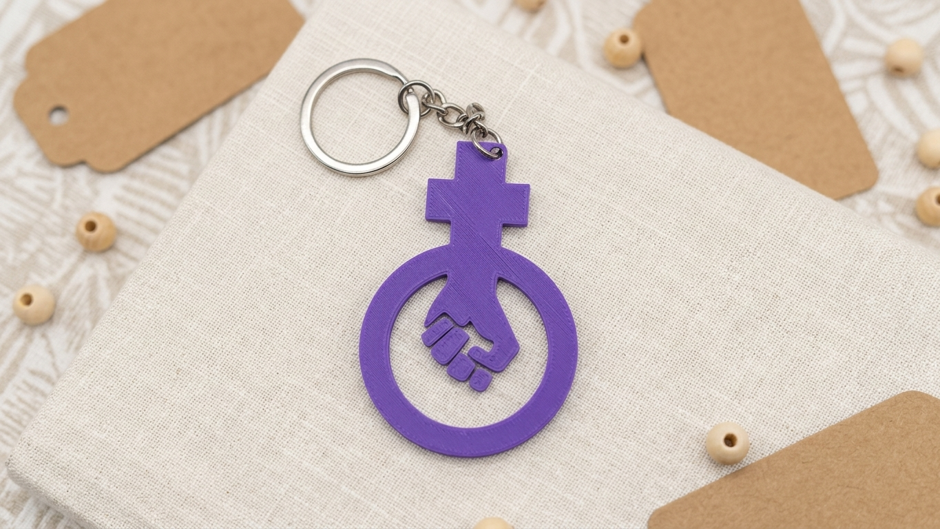Llavero símbolo feminista color lila