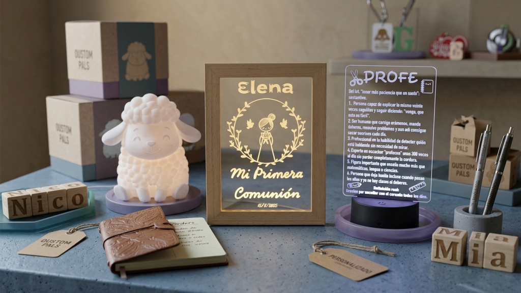 Distintos tipos de lámparas personalizadas en el escritorio de una habitación